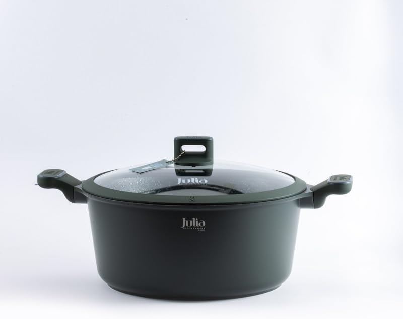 جوليا قِدر جوليا  إيليت برو 32 سم مع غِطاء - أخضر - جرانيت أسود غير لاصق - يدعم الحث الحراري - Image 3